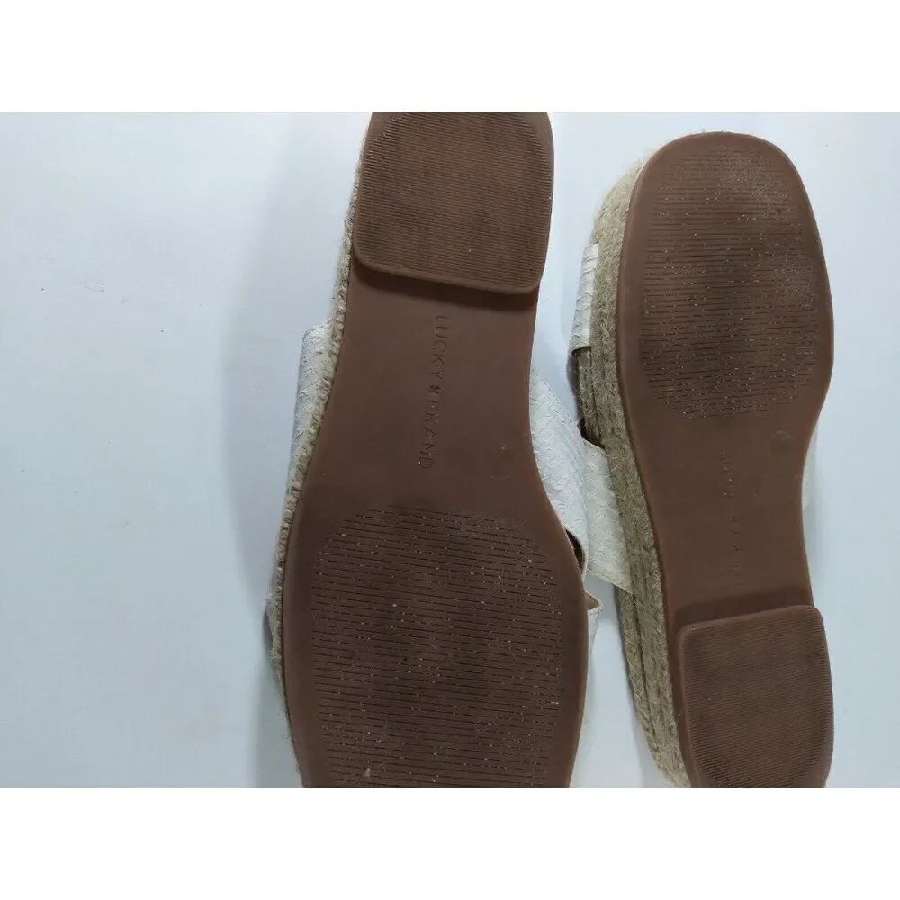 Lucky Brand Espadrille Sandals Tan Fabric Sz 7 M